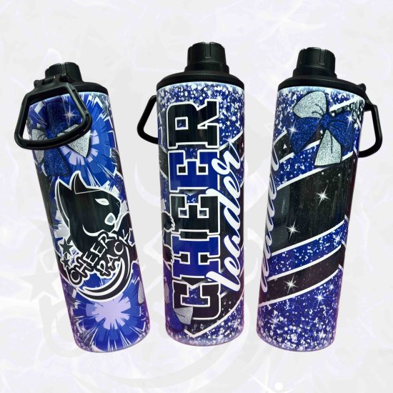 Trinkflasche/Tumbler 2 Aufsätze Cup 20oz -  Design Cheer Pack Cheerleader Katze